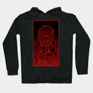 Monstah, line art, red on black Hoodie